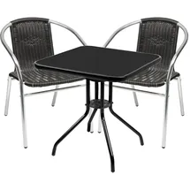 Mojawo Bistro Sitzgarnitur 3-tlg. Schwarz/Silber