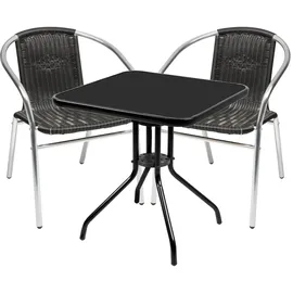Mojawo Bistro Sitzgarnitur 3-tlg. Schwarz/Silber