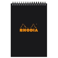 Rhodia 165009C - Notizblock (mit Doppelspirale, DIN A5, kariert, 80 g, 14,8 x 21 cm, 80 Blatt) 1 Stück schwarz