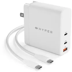 Hyper® HyperJuice PD3.1 140 W 3-port GaN Wall-Charger - w 2m USB-C to C PD3.1 cable & Travel Adapters