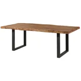 MASSIVMOEBEL24.DE Baumtisch Sheesham 180x90x77 natur gebeizt / U-Beine anthrazit matt FREEFORM 5