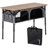 Skandika Campingtisch mit Schrank Tolja | Outdoor Bambus Klapptisch mit Stauraum, grau No Size