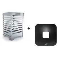 tuning-art FK11 Feuertonne Grill-Set | Feuerkorb Steckbar + Feuerplatte | Grillplatte, Größe:Modern + Grillplatte