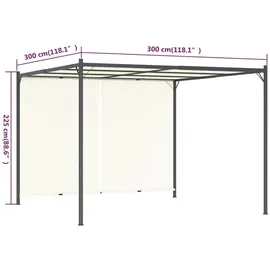 vidaXL Pergola 3 x 3 m inkl. 1 Seitenteil Cremeweiß