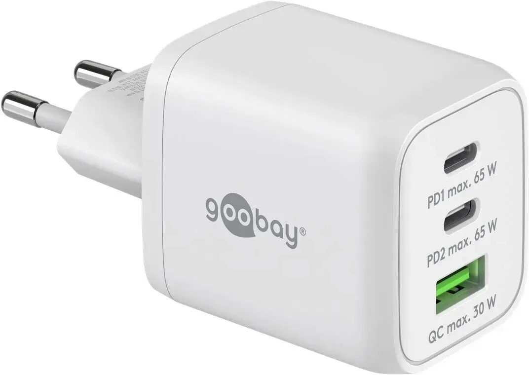 Goobay 64754 Ladegerät für Mobilgeräte Kopfhörer, Laptop, Smartphone Weiß AC Schnellladung Drinnen