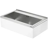 KUNe NOVUM 80 mit weißen Blenden - modernes Ausgussbecken Edelstahl zur Wandmontage - Außenmaße 89 x 52 x 25 cm (BxTxH) cm