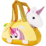 Brubaker Regenbogen Plüsch Einhorn in Handtasche - 20 cm - Plüschtier in Tasche - Stofftier Kuscheltier - Gelb