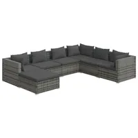 vidaXL 7-tlg Garten-Lounge-Set mit Kissen Poly Rattan Grau Modell 24