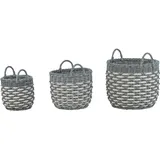 Beliani Blumenkörbe 3er Set Rattan grau/weiß