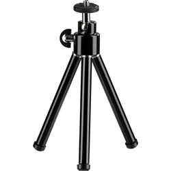 Hama Mini Stativ für Foto- und Videokameras, Mikrofone und Minilautsprecher Ministativ (mit 3D Kugelkopf, Beinsegment ausziehbar von 14 bis 21 cm, Schwarz) schwarz