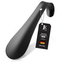 JK-Trade Schuhlöffel aus Edelstahl, schwarz, 1,5mm Materialstärke, Länge: 15cm