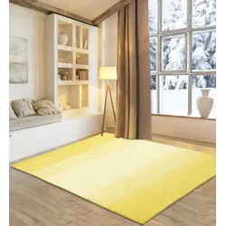 Wollteppich MY HOME "Lessach", gelb, B:60cm H:14mm L:90cm, Schurwolle, Teppiche, Handweb Teppich, mit modernem Farbverlauf, reine Wolle, handgewebt