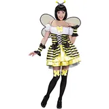 Widmann 05442 - Kostüm Biene, Kleid, Ärmelstulpen, Flügel, Fühler, Tier, Fasching, Mottoparty, Karneval