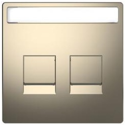 Merten Zentralpl. f. Modular Jack 2fach m.Schriftf.u. Staubschutzsch., System Design, Nickelmetallic