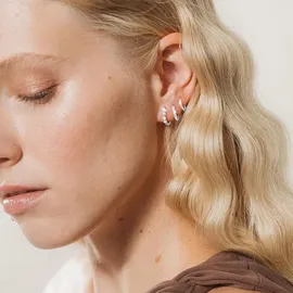 luxuskollektion Damen Creolen Ohrringe Set 925 Silber 14K Vergoldet Mini