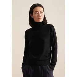 Strickpullover »Schwarze Rose«, Langarm Rollkragen Uni, Gr. S, Schwarz, , 90376003-S