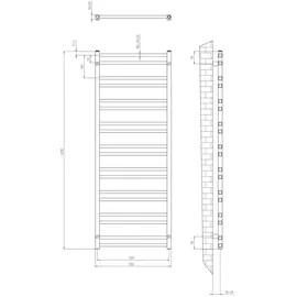 Sapho Badheizkörper 1430 x 550 mm 476 W schwarz matt