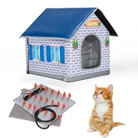Toozey Beheiztes Katzenhaus für den Winter, Innen- und Außenbereich, bietet sicheres Katzenhaus im Freien für Katzen oder kleine Hunde, einfach zu montieren