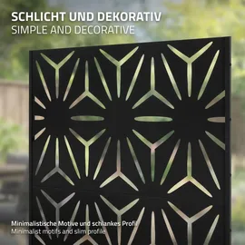 ML-Design Metall-Sichtschutz Torino 90x180 cm aus Stahl Raumteiler mit 3 Paneele, Trennwand erweiterbar mit Ständer, Paravent Deko Sichtschutzwand