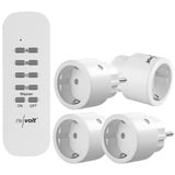 revolt Funkstecker: 4er-Set Mini-Funksteckdosen mit Fernbedienung, bis 2.300 Watt, 50 m (Funk Steckdosen mit Fernbedienung, Remote Steckdose, Fernbedienungen)