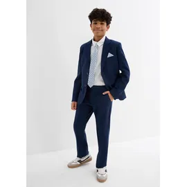 bonprix Anzug mit Hemd und Krawatte (4tlg. Set), blau, Gr.176, Festliches vierteiliges Jungen-Set bestehend aus Anzug, Hemd (Slim Fit) und Krawatte, Hemd: 100% Baumwolle