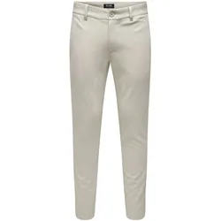 Chinohose ONLY & SONS "MARK PANT", Herren, Gr. 38, Länge 32, moonstruck, Obermaterial: 64% Viskose, 31% Polyester, 5% Elasthan, unifarben, modisch, schmal, Hosen