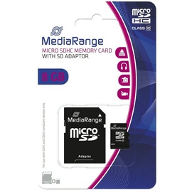 MediaRange MR957 microSDHC Class 10 + SD-Adapter 8 GB