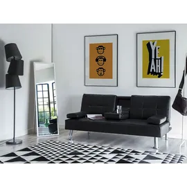 Beliani Schlafsofa Kunstleder 3-Sitzer Schwarz