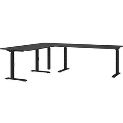 GERMANIA Mailand höhenverstellbarer Schreibtisch grafit L-Form, C-Fuß-Gestell schwarz 240,0 x 200,0 cm