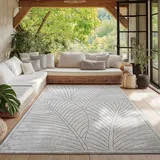 HomebyHome Kurzflor Modern Teppich 160x230 cm Grau Wohnzimmer, Schlafzimmer, Küche, 3D Skandinavisch Boho Motiv, Outdoor Terrassen oder im Balkon