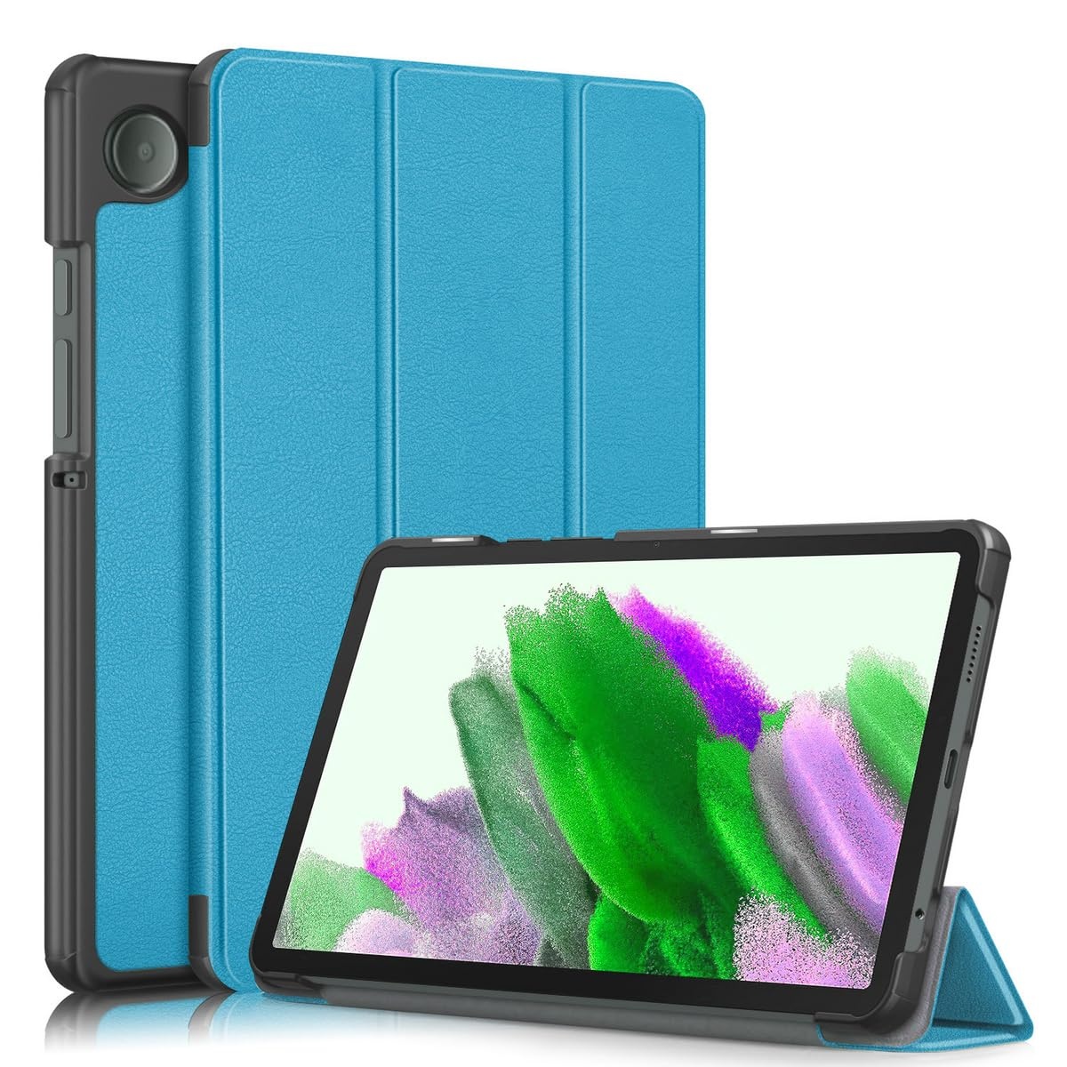 Wigento Für Samsung Galaxy Tab A9 Plus 3folt Wake UP Smart Standfunktion Cover Hellblau Tablet Tasche Etuis Hülle