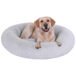 SLPRO Hundebett rund Hundekissen Hundesofa Katzenbett Donut waschbar (Ø 60 cm Außendurchmesser (M), hellgrau