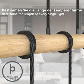 B.K.Licht Pendelleuchte Retro 5-flg. 90 cm schwarz Holz
