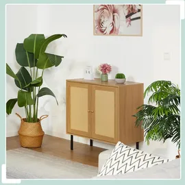 Relaxdays Kommode 80 x 80 x 40 cm Natur/Schwarz