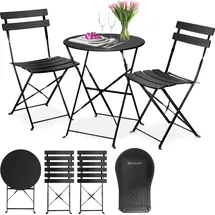 Kesser KESSER® Bistroset 3-teilig Bistrotisch mit 2 klappbaren Stühle Set Balkonset Balkonmöbel Klapp-Möbel Gartenset Sitzgarnitur Gartengarnitur Gartenmöbel Sitzgruppe Metall Bistro Gartentisch inkl. Abdeckung