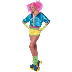 Neon Buntes Rollergirl Kostüm - M