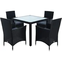 Estexo Polyrattan Sitzgruppe Gartenmöbel Set Rattan Gartenset Garten Essgruppe Schwarz