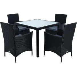 Estexo Polyrattan Sitzgruppe Gartenmöbel Set Rattan Gartenset Garten Essgruppe Schwarz