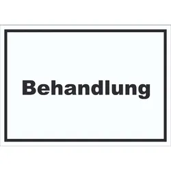 Behandlung Schild mit Text Behandlungsraum waagerecht A2 Rückseite selbstklebend