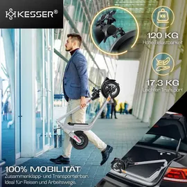 Kesser KESSER® E-Scooter mit Straßenzulassung 40km Reichweite Faltbarer Elektro 36V / 10 Ah Batterie Roller Belastung bis 120kg 450W Motor 10" Reifen LCD-Display und universelle Smartphonehalterung