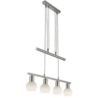 Lichthandel Hoch LED Pendelleuchte Esstisch 4 Flammig Esszimmerlampe Metall Hängelampe E14 Esstischlampe, LED wechselbar, 3000K, inkl. LED höhenverstellbar Esszimmer Esstisch Lampe Hängend Küche silberfarben