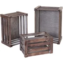 Mendler Holzkiste 3er Set braun