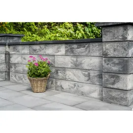 Diephaus Gartenmauer Fein Weiß-Schwarz 25 x 25 x 20 cm