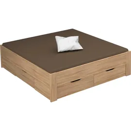 Rauch Stauraumbett RAUCH "Aditio", braun (struktureichefarben hell), B:186cm H:107cm L:208cm, Betten, Stauraumbett, inklusive Kopfteil und Schubkästen