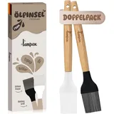 Küchenpinsel, Backpinsel Silikon, Silikonpinsel mit Bambusgriff, Zum Grillen und