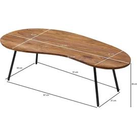 FineBuy Couchtisch FB50927 Braun Sheesham 122 x 36 x 63 cm