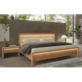 Home Affaire Massivholzbett HOME AFFAIRE "Léopoldine aus Kernbuche mit Rauholz-Applikationen", braun, B:209cm H:97cm L:214cm, Betten, Massivholzbett, inkl. LED-Beleuchtung, wahlweise auch in Überlänge erhältlich