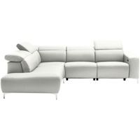 Pure Home Lifestyle Ecksofa, Weiß, Leder, Echtleder, Rindleder, Uni, 4-Sitzer, Ottomane links, L-Form, 290x223 cm, Blauer Engel, Goldenes M, Dgm, Lederauswahl, Stoffauswahl, seitenverkehrt erhältlich, Hocker erhältlich, Wohnzimmer, Sofas & Couches, Wohnlandschaften, Ecksofas