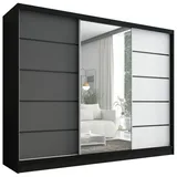 A&J MöbelLand Schiebetürenschrank AURELIA 2 200 x 0 x 0 cm Schwarz/Weiß/Grau