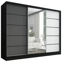 A&J MöbelLand Schiebetürenschrank AURELIA 2 200 x 0 x 0 cm Schwarz/Weiß/Grau